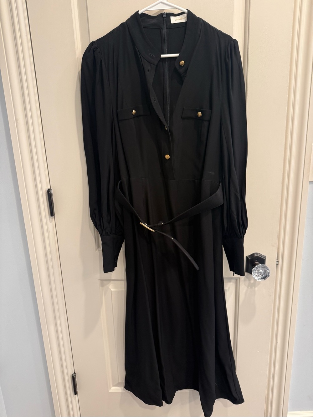 Zimmermann Black Midi Shirtdress with Gold Accents